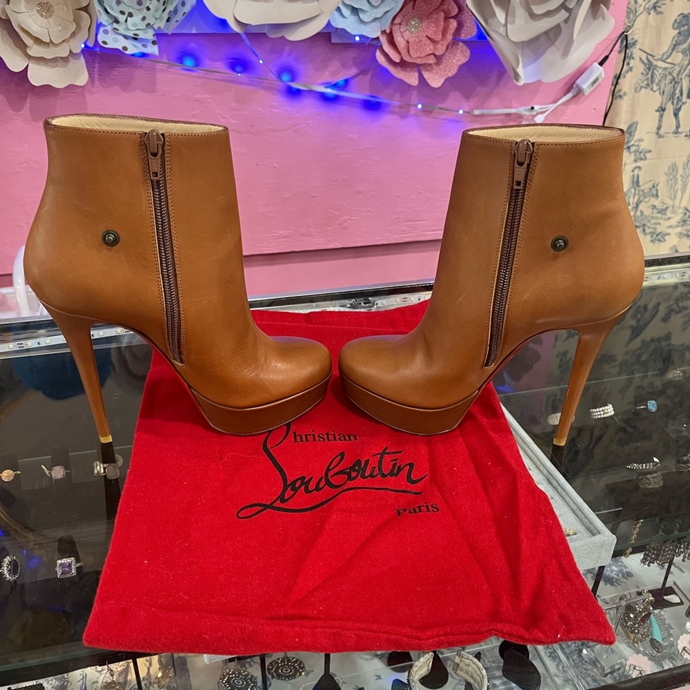 Christian Louboutin Black and Tan Ankle Boots - Picture 5 of 6